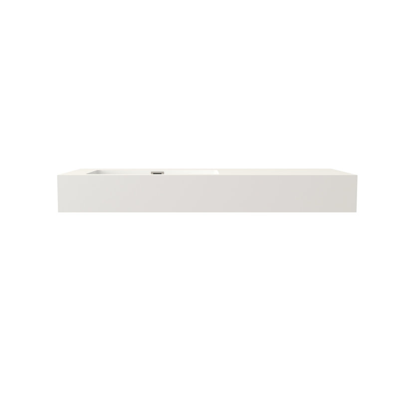 Surface solide, lavabo de meuble-lavabo de salle de bain, résine de pierre, compatible avec tous les styles, faible entretien, fixation murale, mode d'installation sur comptoir, lavabo de surface au look élégant fabriqué en blanc mat