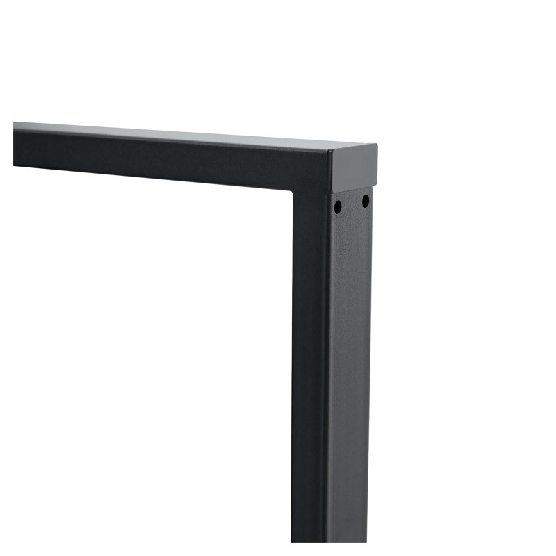 Table de salle à manger 55 pouces texturée noire avec pieds rectangulaires incrustés en métal - Table de cuisine rectangulaire minimaliste moderne pour petits espaces