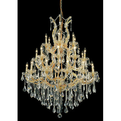 Lustre à niveaux 28 lumières style bougie Stockard