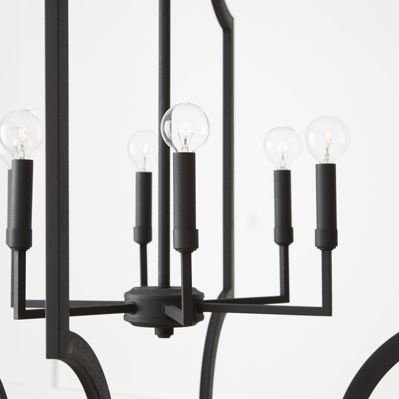  Lustre géométrique à 6 lumières, Fer noir