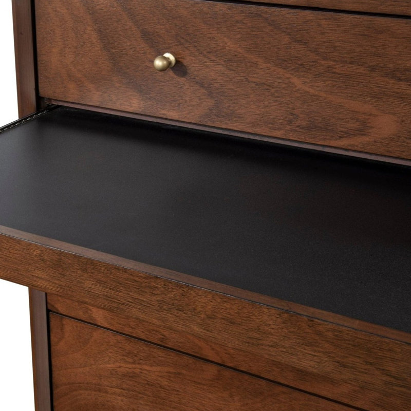 Commode en bois massif à 4 tiroirs l 38 po Williams, Noyer