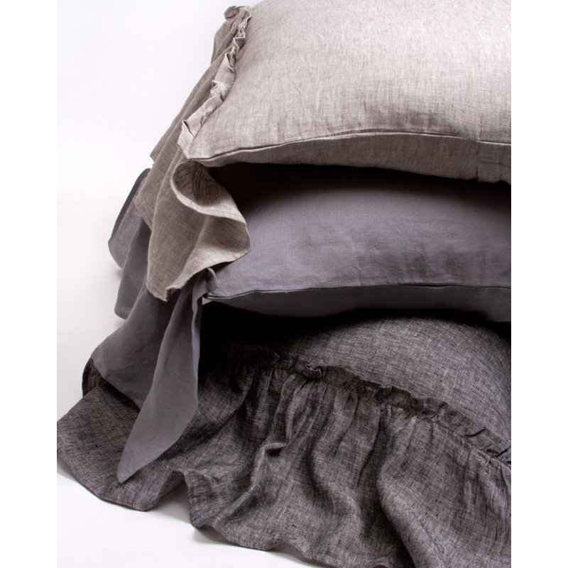  Couvre-oreiller en lin, Euro, Gris