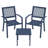 3 Piece Patio Bistro Set, Outdoor Steel Furniture Set, Stackable Modern Conversation Sets For Balcony Garden Deck Patio W/2 Chairs 1 Table, Peacock Blue-1068392257