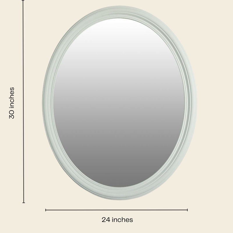 Framed Oval Wall-Mounted Vanity Mirror, Vertical or Horizontal Hang, Lightweight Decorative Design, White