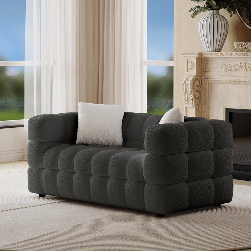 Monica 61''  Upholstered Sofa, Pink, 27" H x 61" W x 32" D