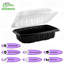  Contenant à charnière 26 oz noir à charnière 9 x 6 x 3 pouces avec couvercle transparent jetable pour emporter, restaurants, préparation de repas, traiteur, livraison (20)