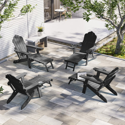 Weather Resistant Folding Adirondack Chair with Ottoman
