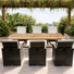 Ensemble de salle à manger de patio pour 6 personnes avec table allongée en bois d'acacia de 86,3 po à 109,4 po