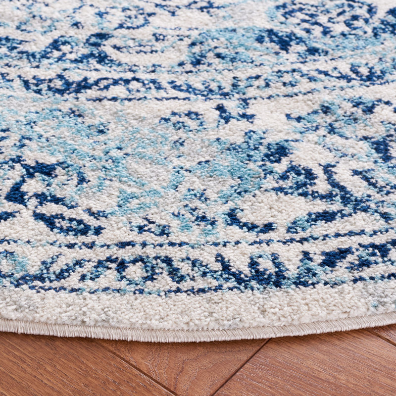 Tapis ivoire / bleu Tulum 282, Rectangle 4 pi x 6 pi