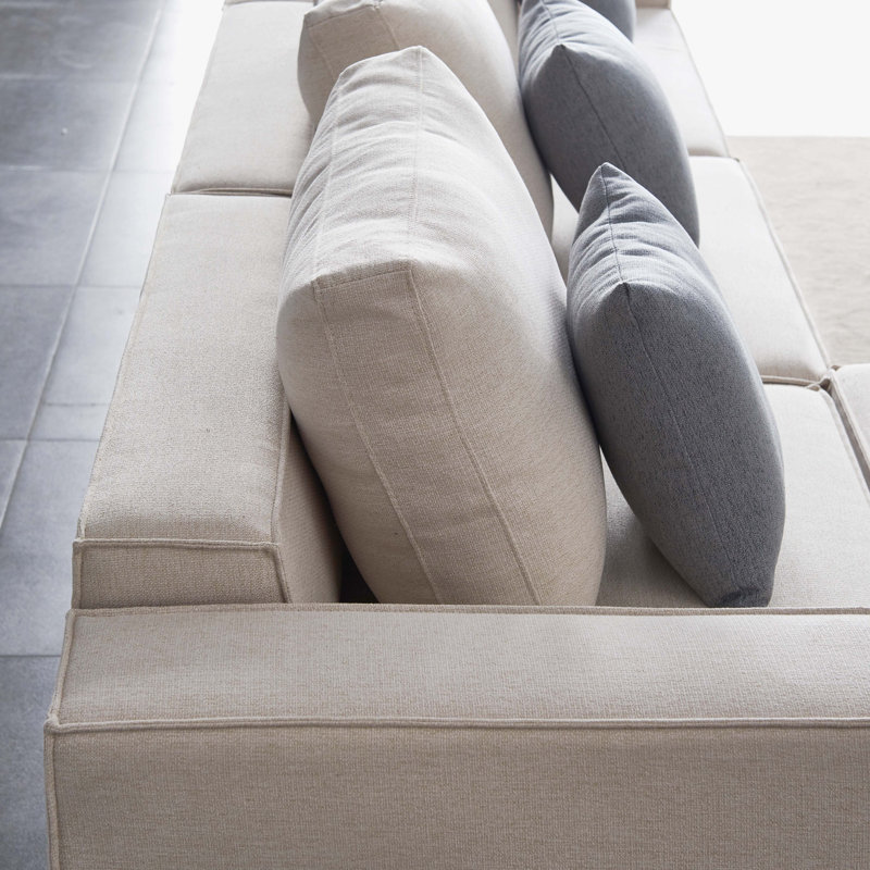 Canapé en lin avec repose-pieds Eversible, Beige
