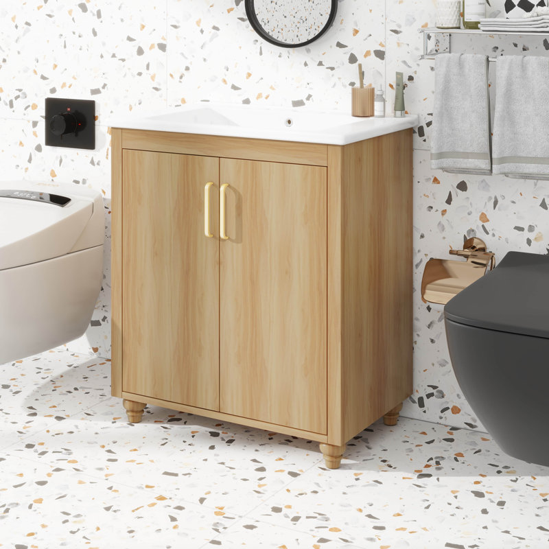 Maximisez l'espace de salle de bain avec ce meuble-lavabo multifonctionnel avec portes et tiroir 30 po