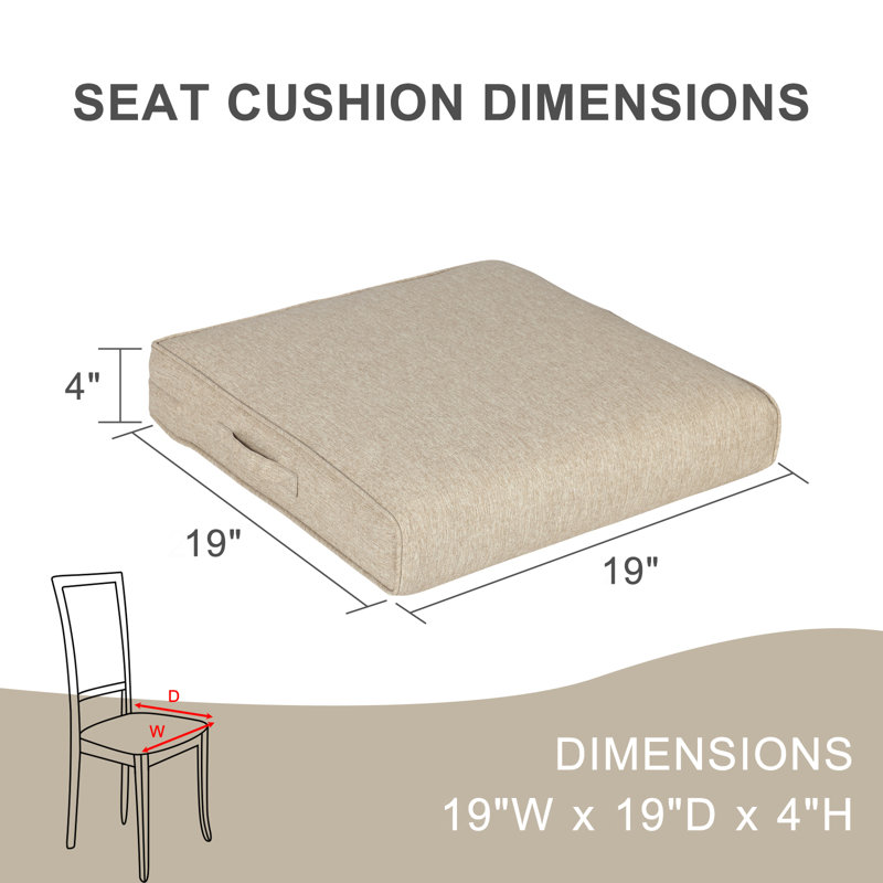 Aoodor Patio Chair Cushions Set, Brown, 19" W x 19" D