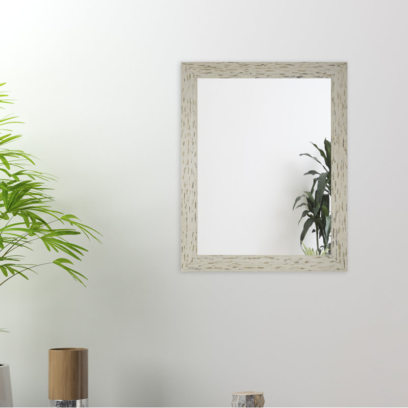 Miroir de salle de bain Uecker, H 25 po x l 21 po, Crème/brun
