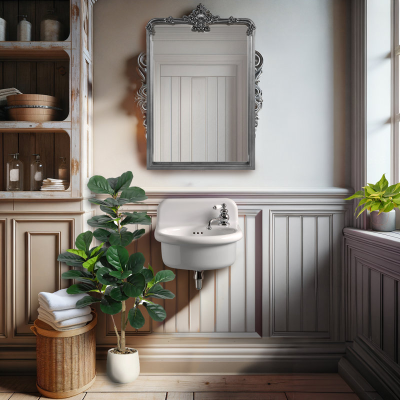 Lavabo de salle de bain mural rond en argile réfractaire 20 pouces Nantucket Sinks, Blanc