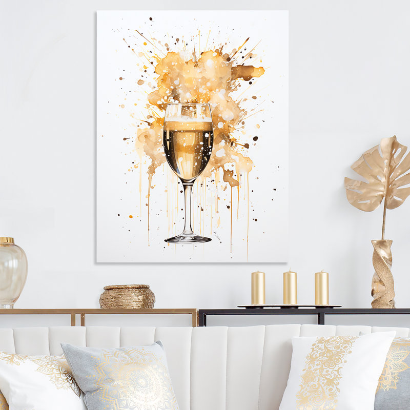 Champagne Gold Splash Pass - Champagne, art mural en métal, H 20 po x l 12 po x P 1 po