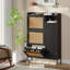 Shoe Storage Cabinet – 3 Rattan Flip Drawers & Open Shelves, Freestanding Shoe Organizer for Entryway, Hallway-1275988786
