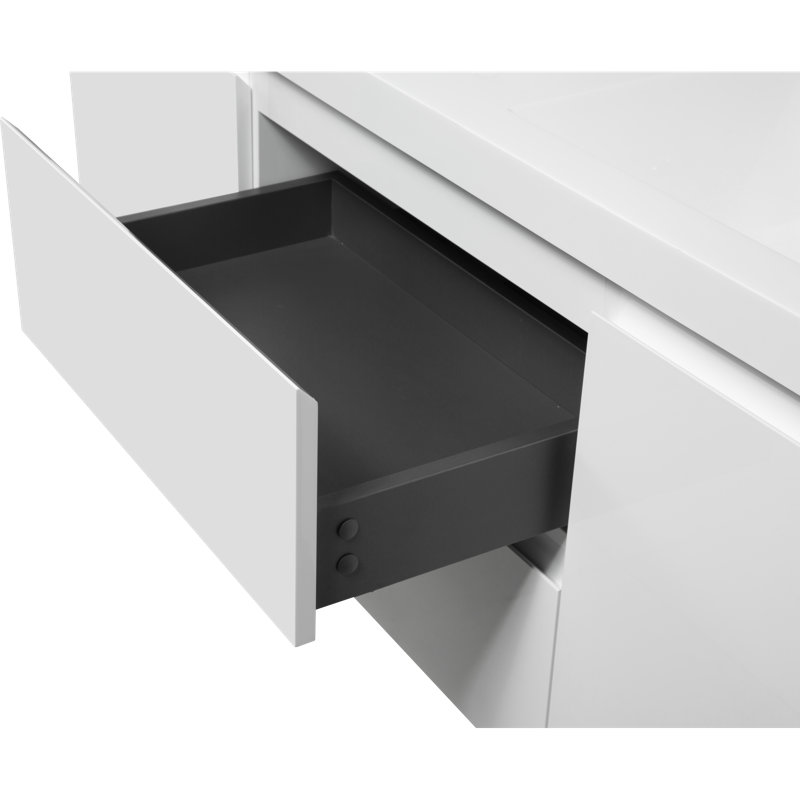 Meuble-lavabo flottant mural 60 po avec double vasque et tiroirs à fermeture douce, Blanc / blanc