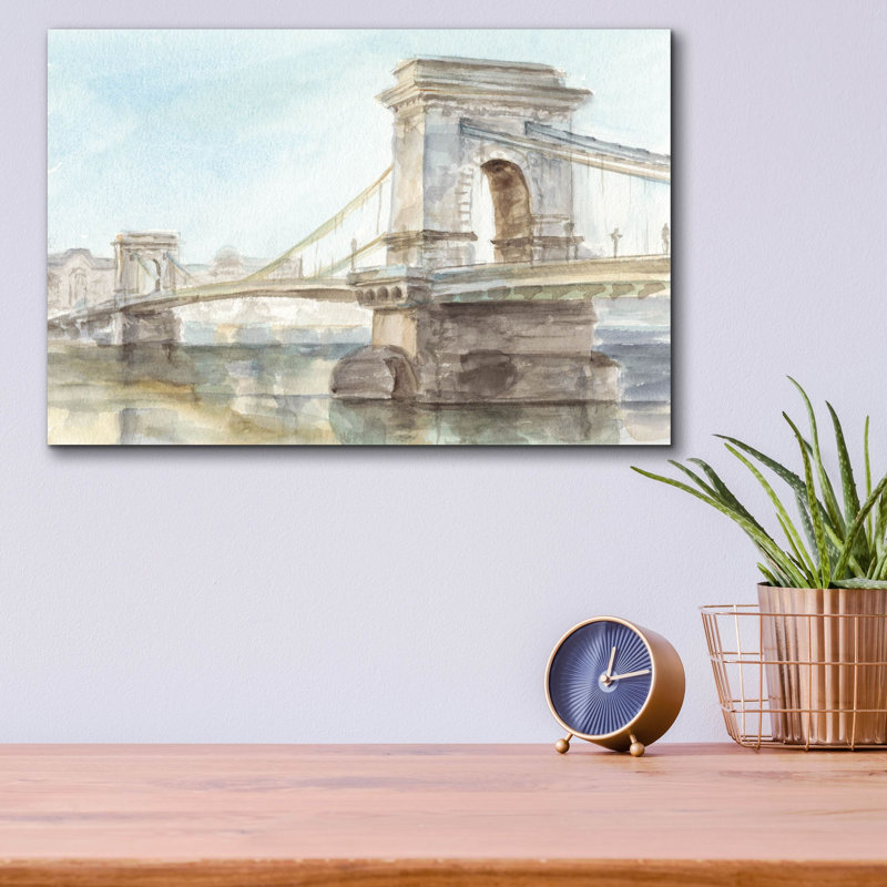 «Iconic Watercolor Bridge 1» par Ethan Harper, art mural en verre acrylique