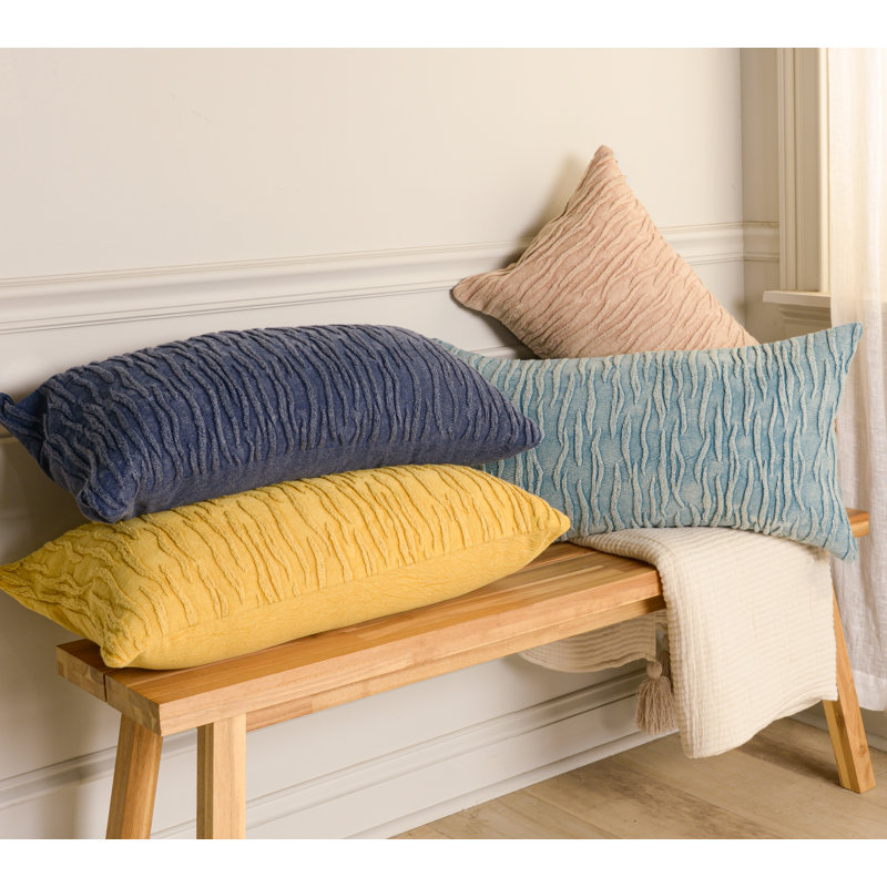 Coussin 100% coton, Bleu, Polyester