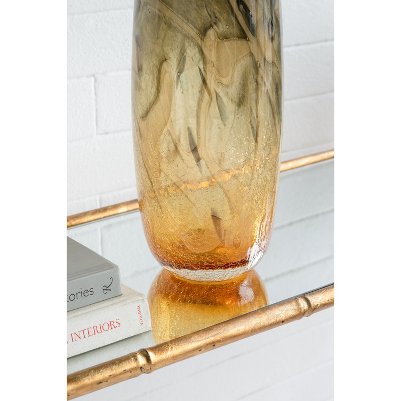 Vase en verre 5,5x5,5x13,4 "avec ambre et gris dégradé
