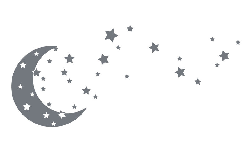 Adhésif décoratif lune et étoiles, Gris orage, H 30 po x l 65 po x P 0,01 po