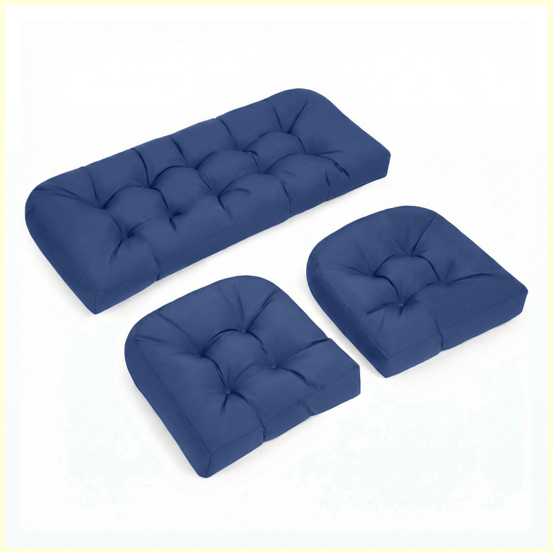 Ensemble de 3 coussins de chaise d'extérieur en osier - 4 pouces de coussins de patio imperméables, épais, antidérapants et capitonnés