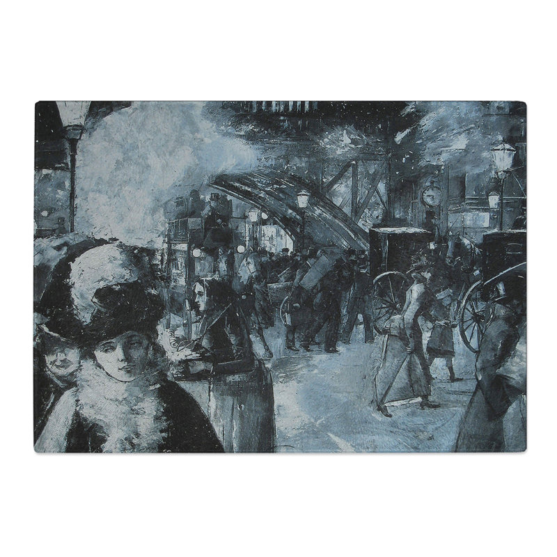 At the Train Station by Lesser Ury Chopping Board, 0.4cm H x 20cm W x 29cm L
