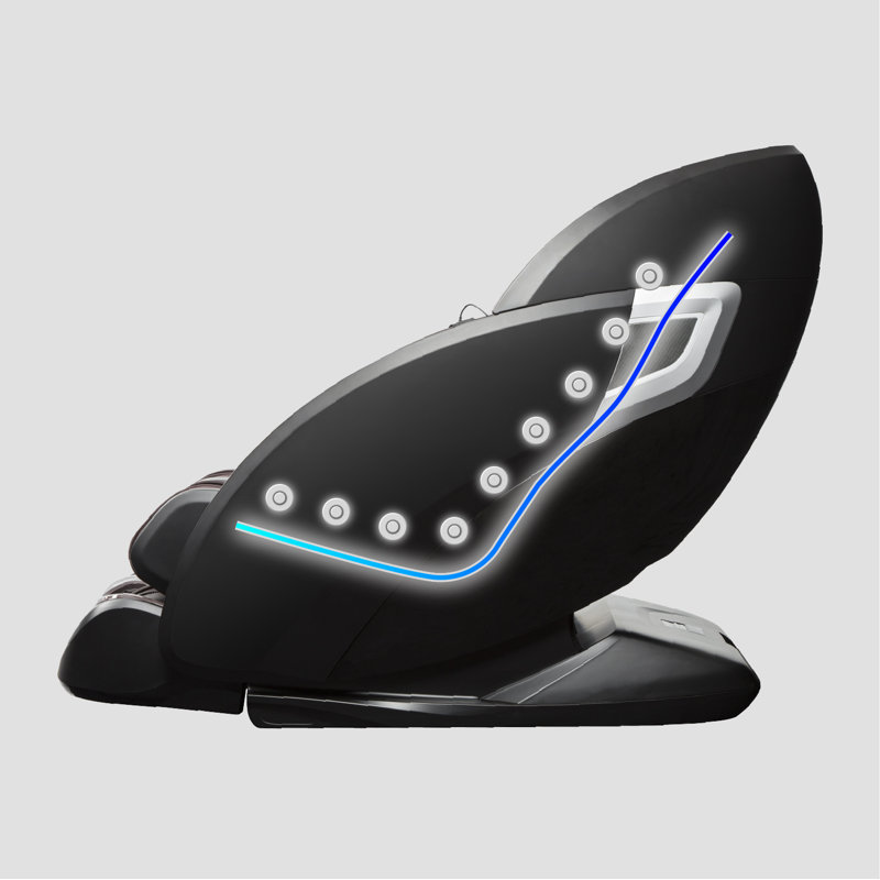 Black Faux Leather Zero Gravity Massage Recliner with Metal Frame
