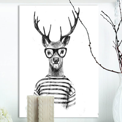 Dressed Up Deer - Wrapped Canvas Print