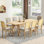 Rustic Extendable 84Inch Dining Table Set With 24Inch Removable Leaf , 6 Upholstered Armless Dining Chairs And 2 Padded Arm Chairs, 9 Pieces, Natural