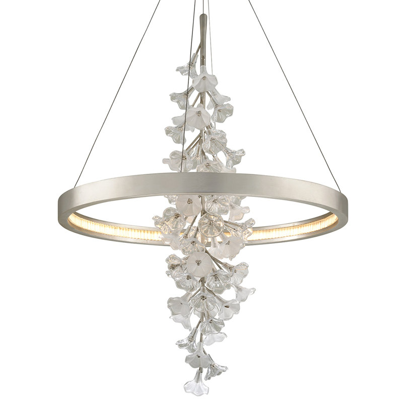 Jasmine 1 Light Chandelier, Silver Leaf, 50" H x 36" W x 36" D