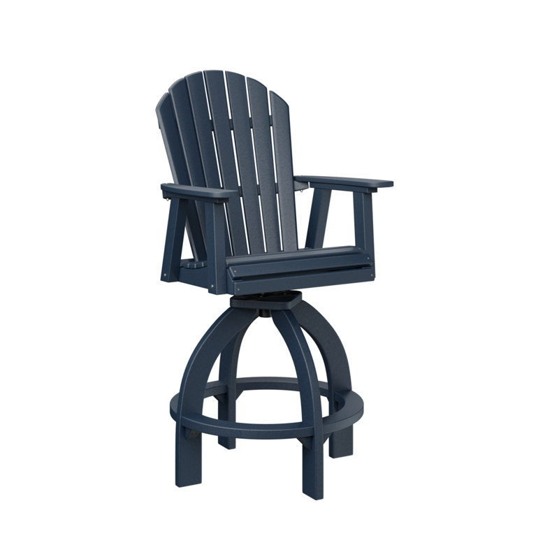 Comfo Back Outdoor Bar Stool, Navy Blue, 29.5"