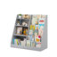Bibliothèque pour enfants en bois à 4 niveaux avec bac de rangement pour jouets, tablette multifonctionnelle pour chambre de bébé, salle de jeux ou chambre à coucher, gris