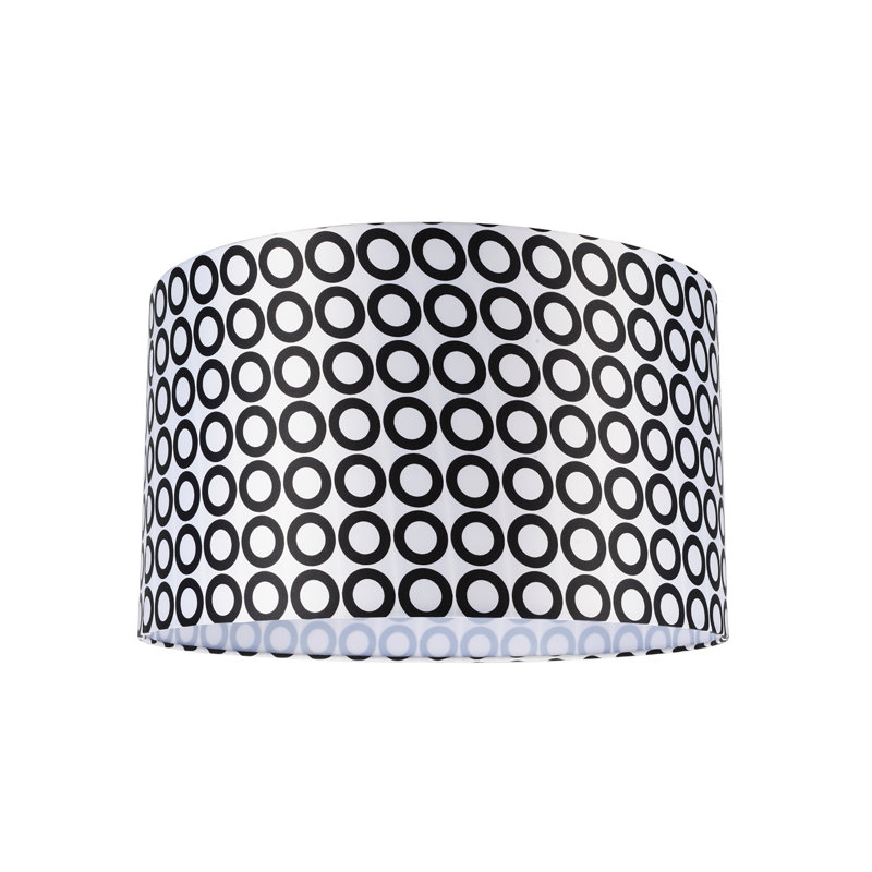 Abat-jour tambour en satin de coton H 10 po (araignée) en noir/blanc
