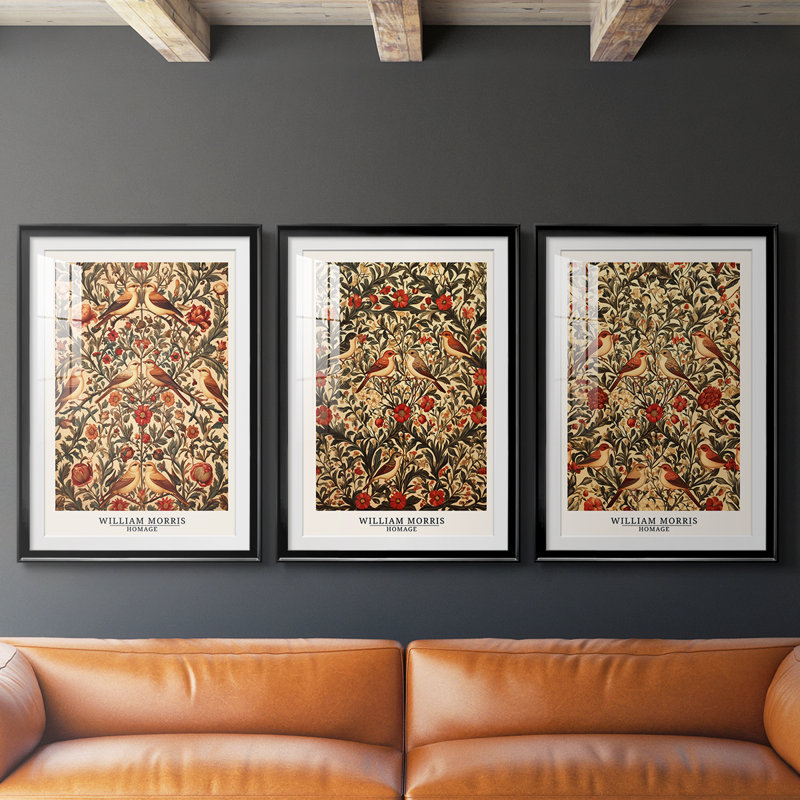Ensemble de 3 pièces de la série CCXCIX de William Morris, H 19 po x l 27 po, Noir