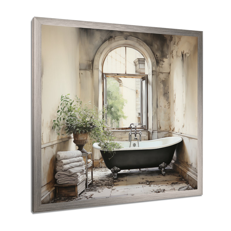«Bath Bath» de Tranquility II - art mural, Cadre simple argenté, H 24 po x l 24 po x P 1 po