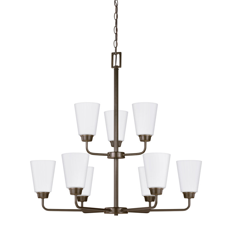 Kerrville Nine Light Chandelier from Generation Lighting , Heirloom Bronze, No