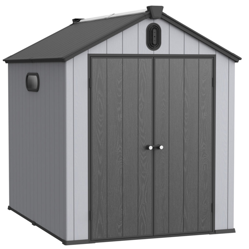 6*8Ft Resin Plastic Storage Shed For Backyard Garden Big Spire Tool Storage