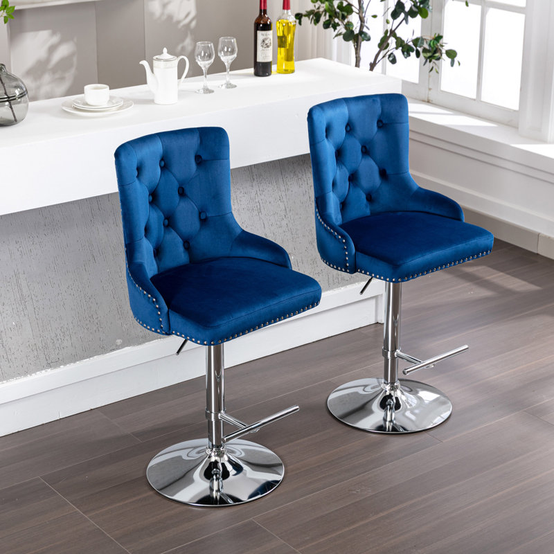Tabouret pivotant à hauteur réglable Kaceion, Bleu