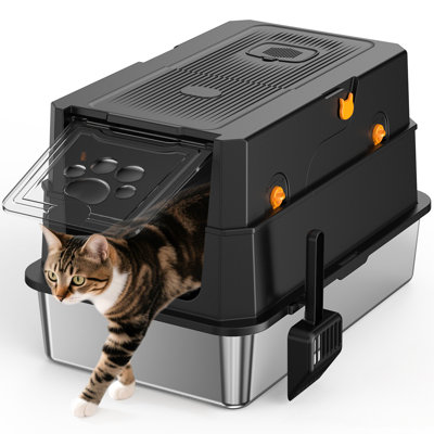Litière pour chat en acier inoxydable