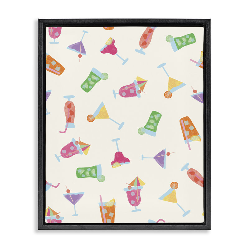 "Summertime Cocktail", art mural encadré par Taylor Shannon Designs, Cadre flottant noir de jais, H 21 po x l 17 po