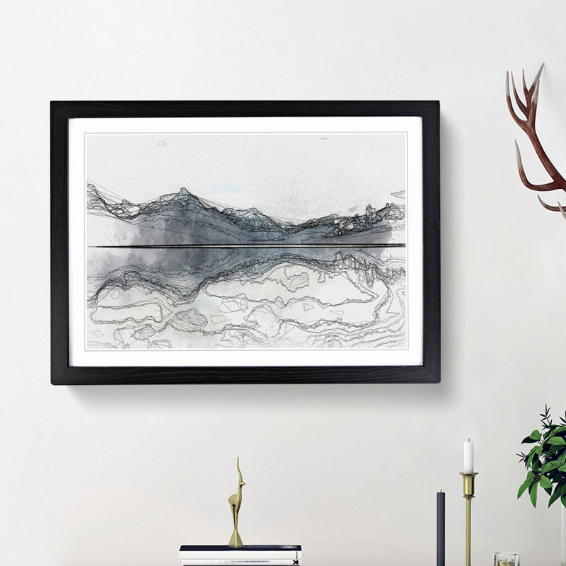 Lake McDonald Montana in Abstract - Picture Frame Graphic Art Print, 48cm H x 65cm W x 2cm D, Black Framed