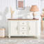 Buffet 47,3 "Mid Century Modern Buffet avec rangement, armoire de rangement en bois avec 2 portes et 3 tiroirs pour la cuisine, le vestibule, la console décorative, brun et blanc