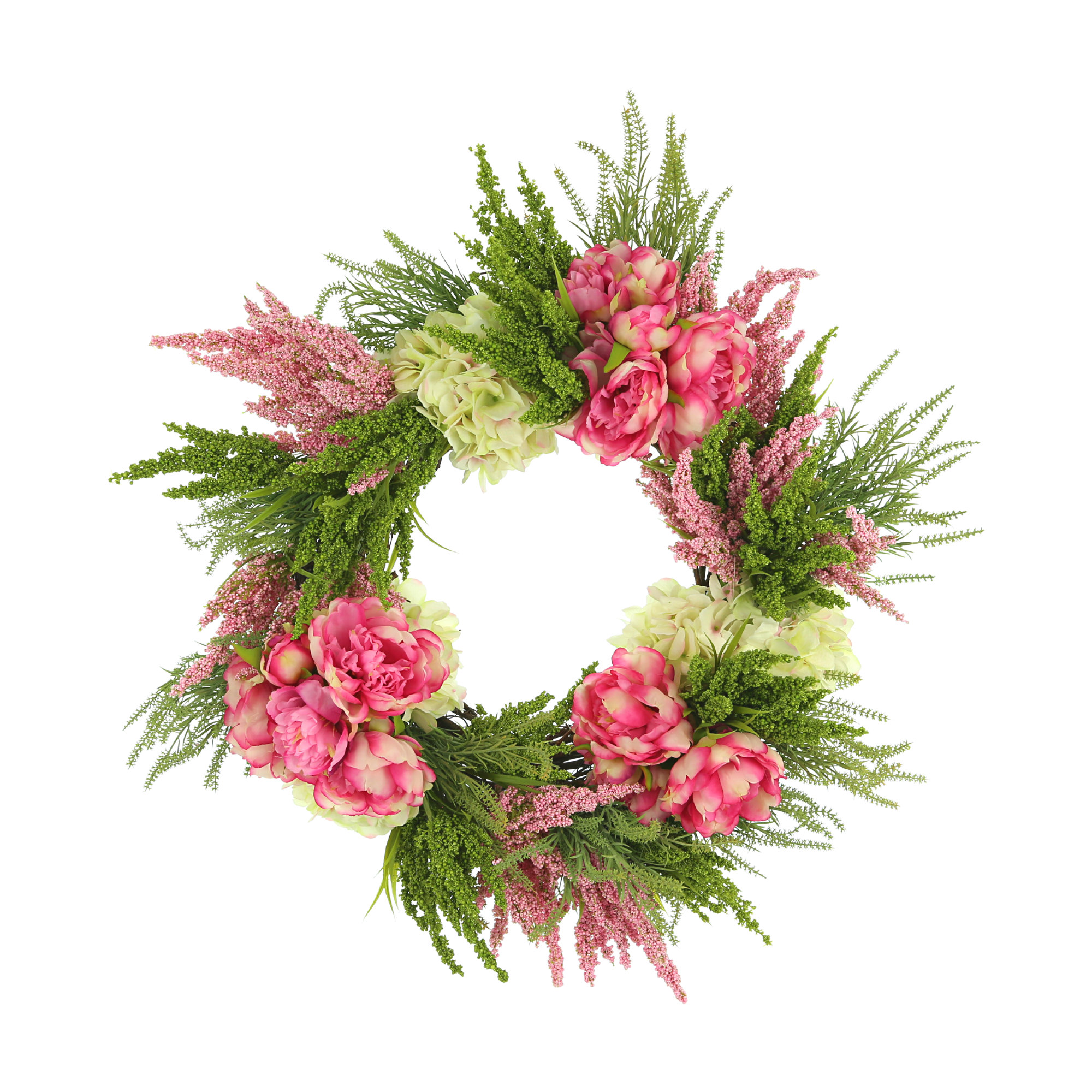 Primrue Spring Wreath with Peonies and Heather & Reviews | Wayfair