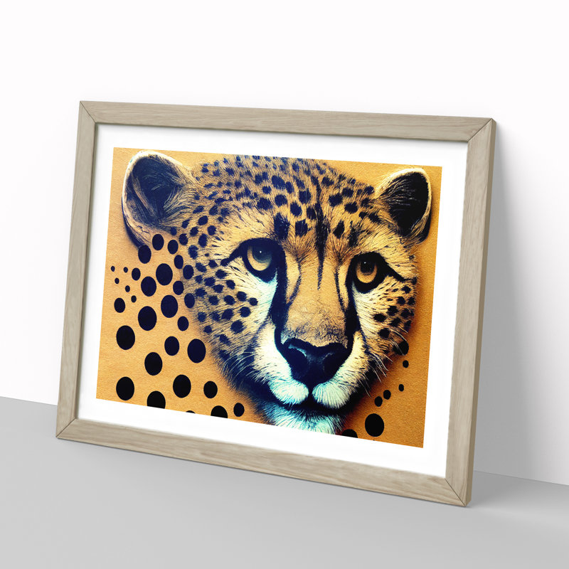 Blooming Cheetah - Framed Print, Oak, 25cm H x 34cm W x 2cm D
