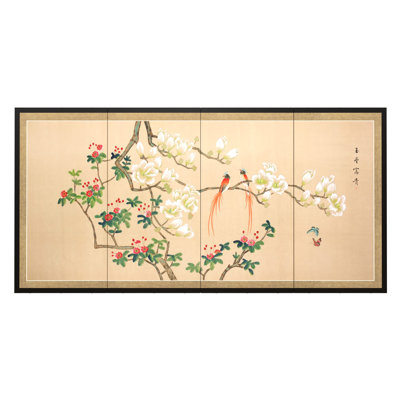 24" Love Birds 4 Panel Room Divider