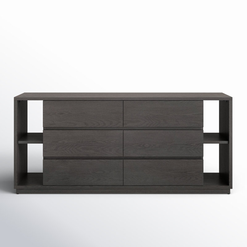 Amalie 63" 6-Drawer Double Dresser, Gray