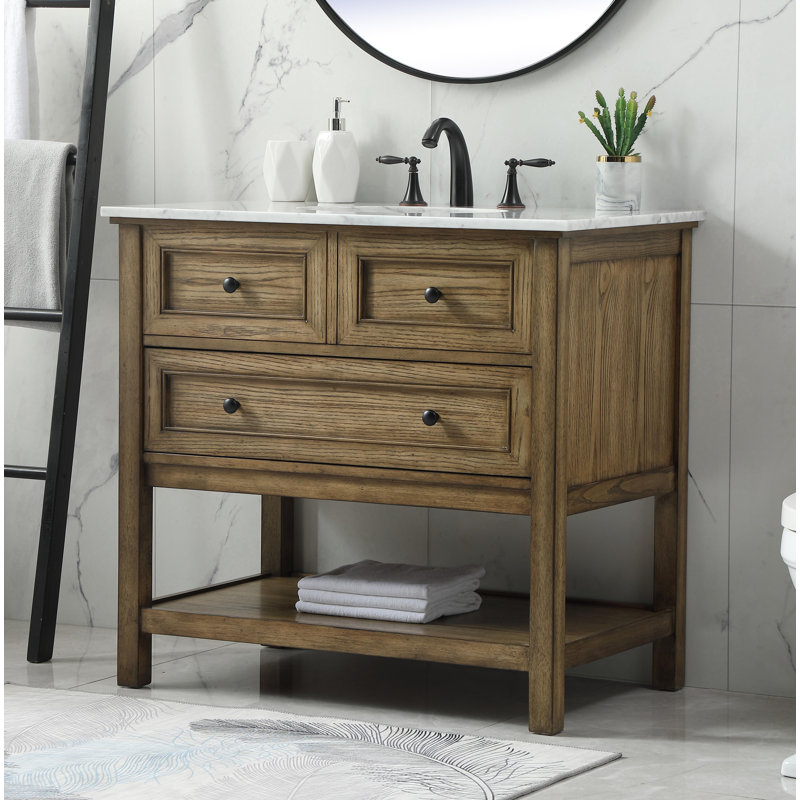 Voss 36" Single Bathroom Vanity Set, Driftwood