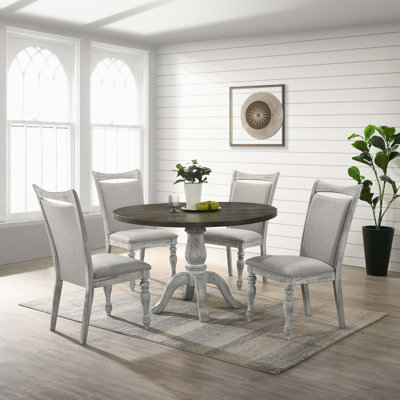Iris 5-Piece Dining Set, Round Pedestal Table With 4 Chairs