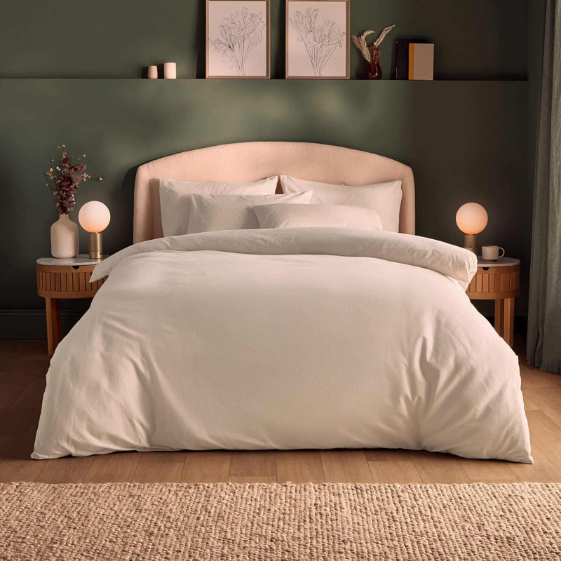 Silentnight Brushed Cotton Duvet Set, Beige, Double Duvet Cover Set + 2 Standard Pillowcases